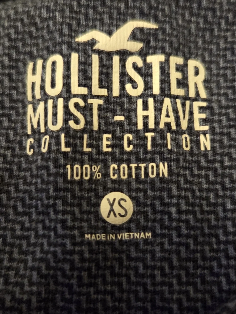 Hollister Boys Blue Textured Crewneck T Shirt XS 100% Cotton Logo Tee